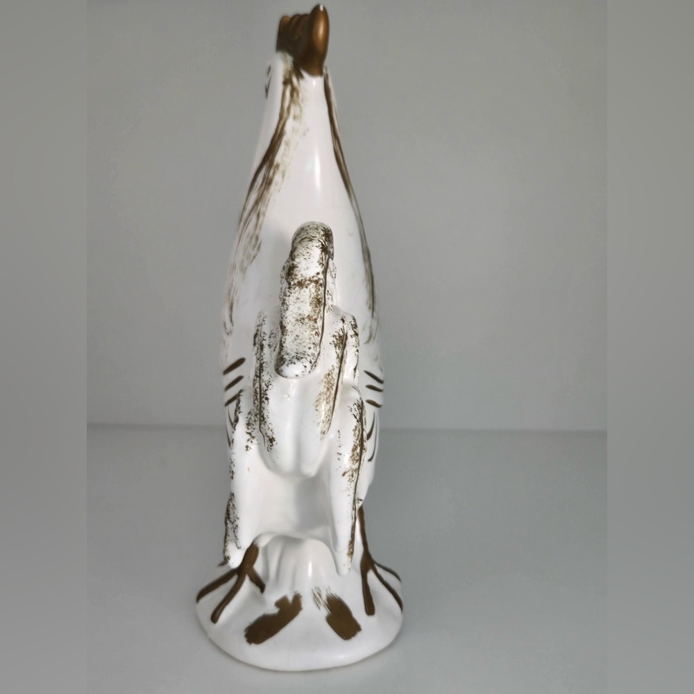 Vintage NAPCO Japan Ceramic Rooster Figurine White Gold Farmhouse Decor 7.5” - Picture 6 of 10